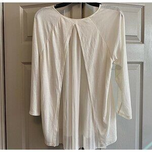 Rebecca Taylor Womens Blouse Top Chiffon Accordion Pleated Back Ivory Sz Small